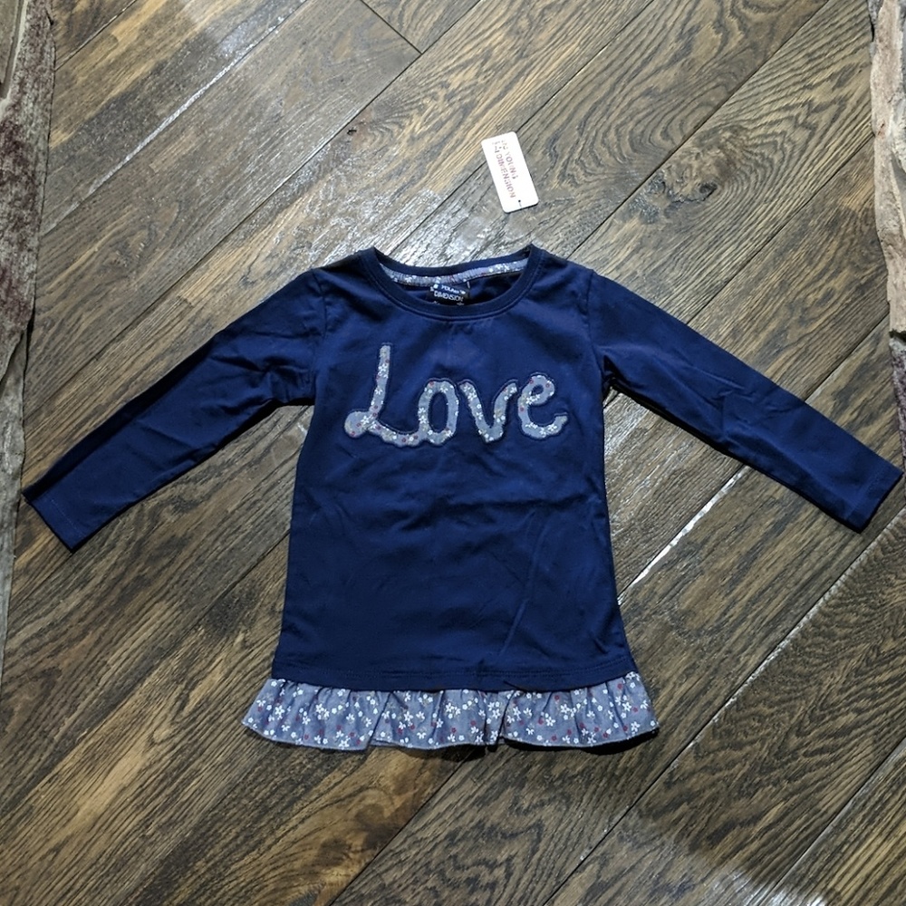 Young Dimension Love Ruffle T-Shirt NWT Size 3-4